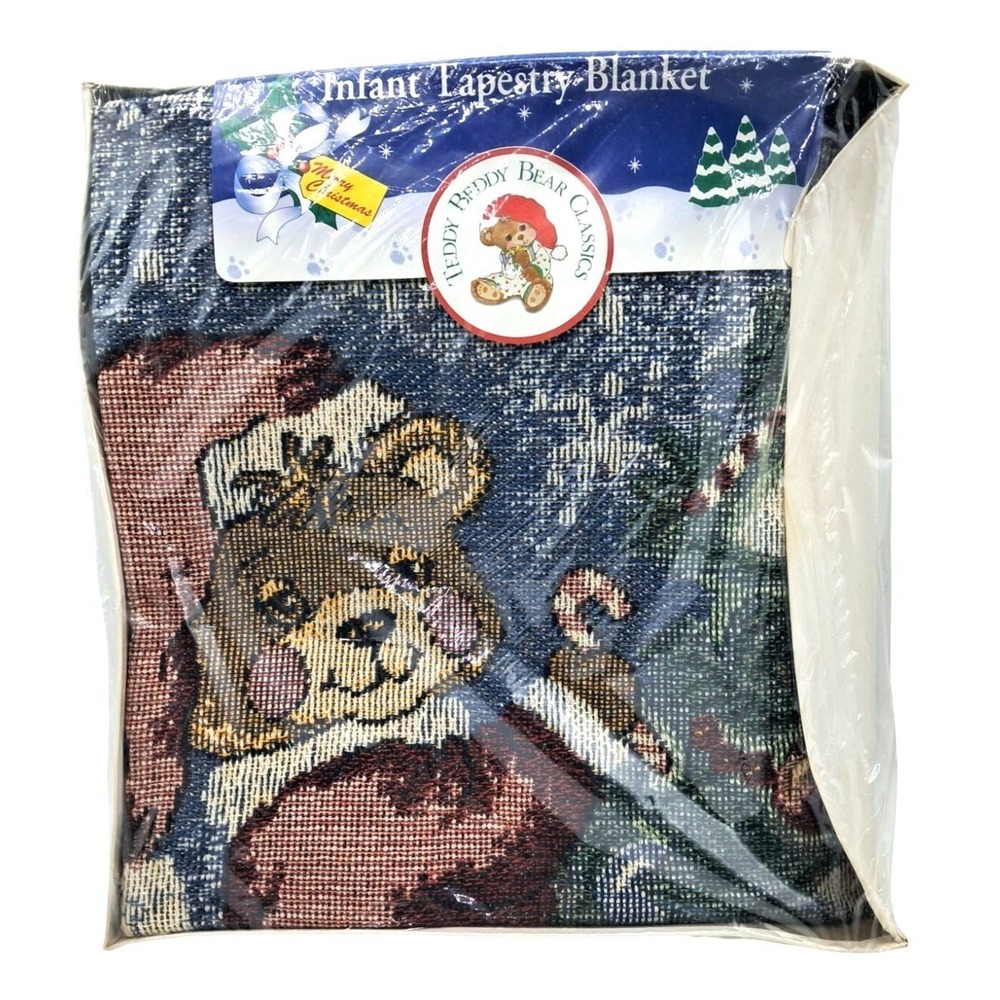 Vintage Teddy Bear Classics Infant Tapestry Blanket 53" X 36" 100% Cotton Winter